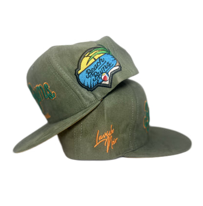 Lavish Noir “Beach Bums” Olive/Yellow Suede Snapback
