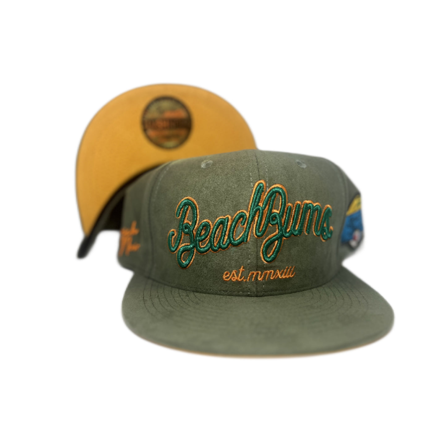 Lavish Noir “Beach Bums” Olive/Yellow Suede Snapback