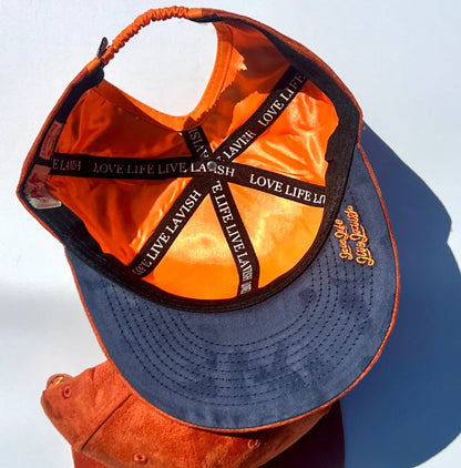 Backless “The Orange Royal” Suede Snapback